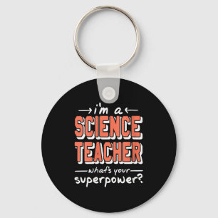 Womens Science Teacher Superwer Funny Nerd Pride V Keychain