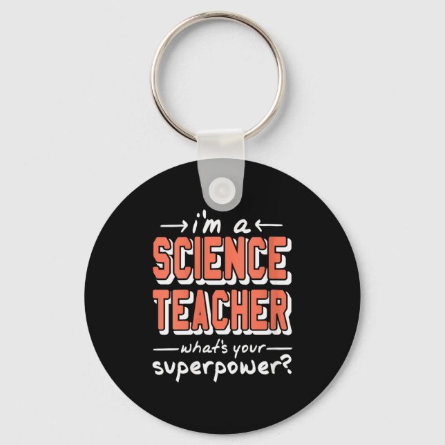 Womens Science Teacher Superwer Funny Nerd Pride V Keychain (Front)