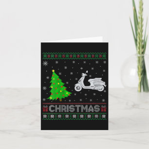 Womens Scooters Xmas Tree Lighting Ugly Christmas Card