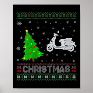 Womens Scooters Xmas Tree Lighting Ugly Christmas Poster