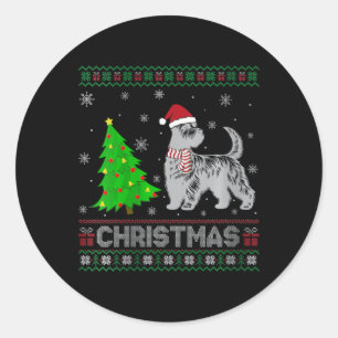 Womens Scottie Dog Xmas Tree Lighting Ugly Christm Classic Round Sticker