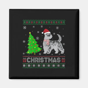 Womens Scottie Dog Xmas Tree Lighting Ugly Christm Magnet