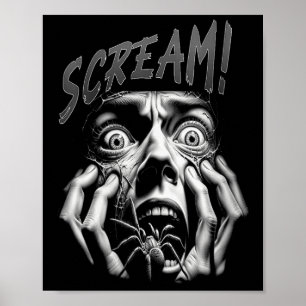 Womens Scream Horror Face Sder Terror Creepy Arach Poster