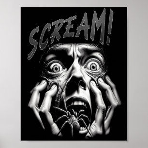 Womens Scream Horror Face Sder Terror Creepy Arach Poster