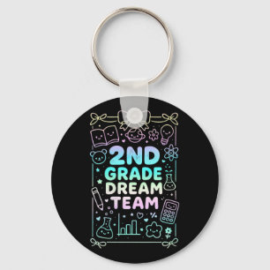 Womens Second Grade Dream Team Back To School Read Keychain