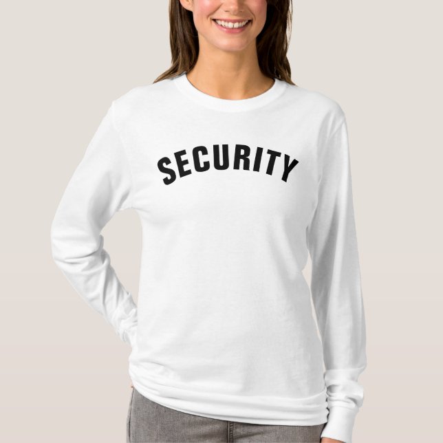 Womens Security Long Sleeve Double Sided White T-Shirt (Front)