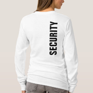 Womens Security T-Shirt Front Back Print White