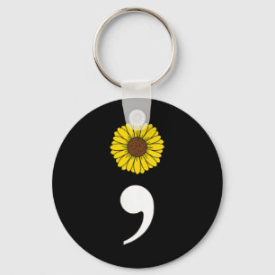 Womens Semicolon Heartbeat Heartrate Suicide Preve Keychain