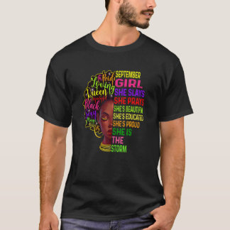 Womens September Girl She Slays & Prays Birthday G T-Shirt