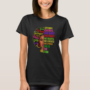 Womens September Girl She Slays & Prays Birthday G T-Shirt