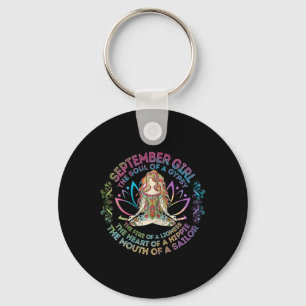 Womens September Girl The Soul Of A Gypsy Birthday Keychain