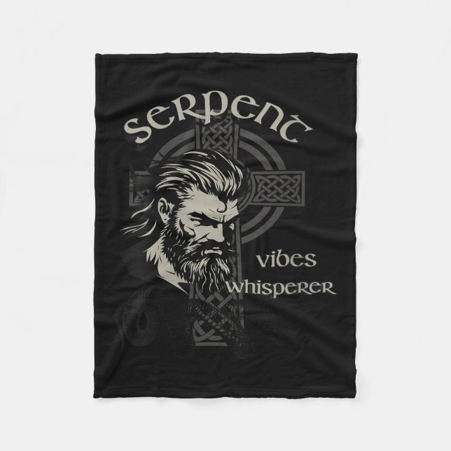 Womens Serpent Vibes Whisperer Nordic Mystic Beard Fleece Blanket (Front)