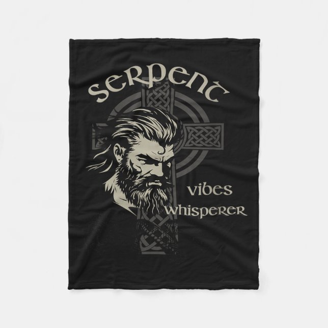 Womens Serpent Vibes Whisperer Nordic Mystic Beard Fleece Blanket (Front)