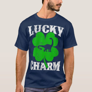 Womens Shamrock Lucky Charm Brontosaurus Dinosaur  T-Shirt