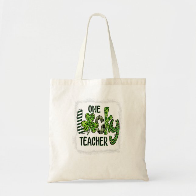 Womens Shamrock One Lucky Teacher St  Patrick Tote Bag (Front)