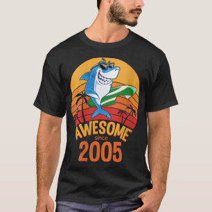 Womens Shark Birthday 15 Years Old Surf Awesome Si T-Shirt