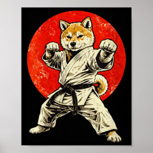 Women's shiba inu karate master funny martial arts poster