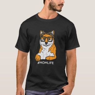 Womens Shiba Inu Leopard Bandana Mom Life Mothers T-Shirt
