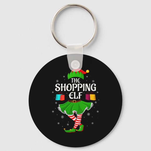 Womens Shopng Elf Christmas Family Girls Women Elf Keychain (Front)