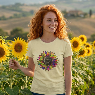 Women's Short Sleeve Sunflower T-Shirt Elegant