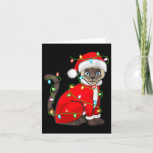 Womens Siamese Cat Christmas Lights Santa Costume  Card