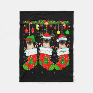 Womens Siamese Cats In Christmas Socks Funny Cat X Fleece Blanket