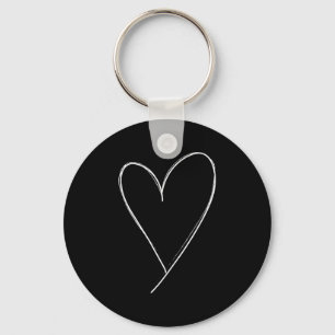 Womens Simple Sketch Heart Valentines Love T Shirt Keychain