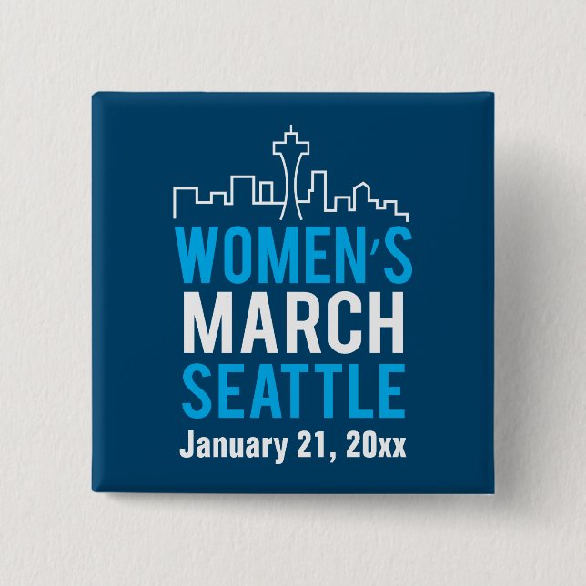 Women's Sister March Seattle January 2 Inch Square Button (Front)