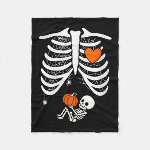 Womens Skeleton Baby Pregnant Xray Rib Cage For Fa Fleece Blanket