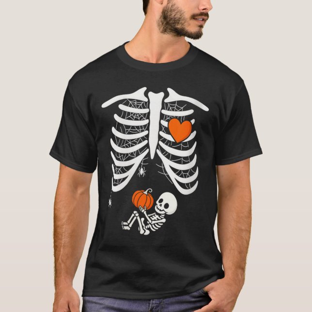 Womens Skeleton Baby Pregnant Xray Rib Cage For Fa T-Shirt (Front)