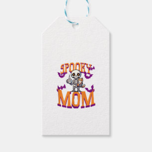 Womens Skeleton Cat and coffee spooky mom for hall Gift Tags