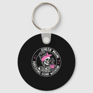 Women's skeleton coffee cheer mom surviving comp keychain