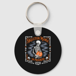 Womens Skeleton Mama In Progress 2026 Pregnant Hal Keychain