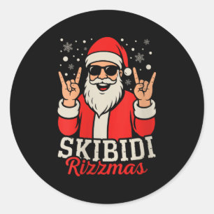Womens Skibidi Rizzmas Christmas Rizz Santa Claus  Classic Round Sticker