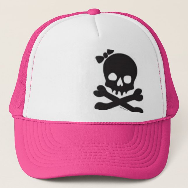 Womens Skull and Crossbones Trucker Hat (Front)