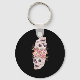 Womens Skull Floral Head Painting Art-Work Cool Keychain