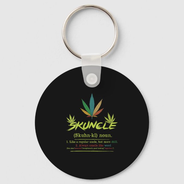 Womens Skuncle Definition Weed Smoking Uncle Funny Keychain (Front)