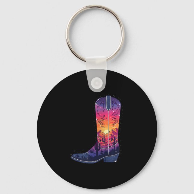 Womens Sky Cowgirl Boot Desert Sunset Dreamers Boh Keychain (Front)