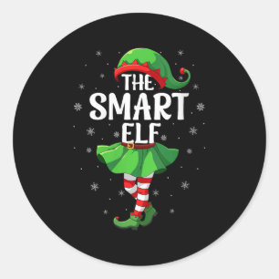 Womens Smart Elf Christmas Girls Women Elf Squad X Classic Round Sticker