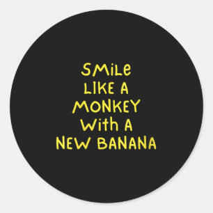 Womens Smile Like A Monkey With A New Banana V-nec Classic Round Sticker