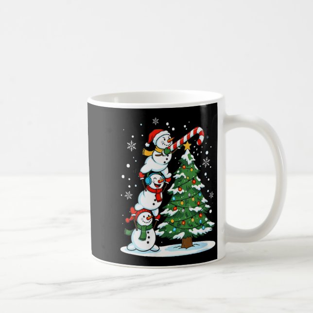 Womens Snowman Candy Cane Christmas Tree Winter Fu Coffee Mug (Right)