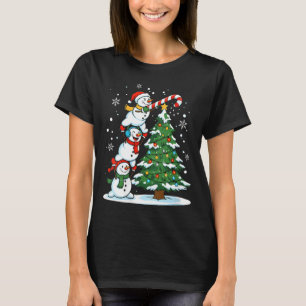 Womens Snowman Candy Cane Christmas Tree Winter Fu T-Shirt