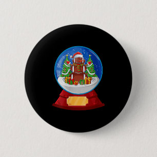 Womens Snowman Football Santa Hat Merry Christmas  2 Inch Round Button