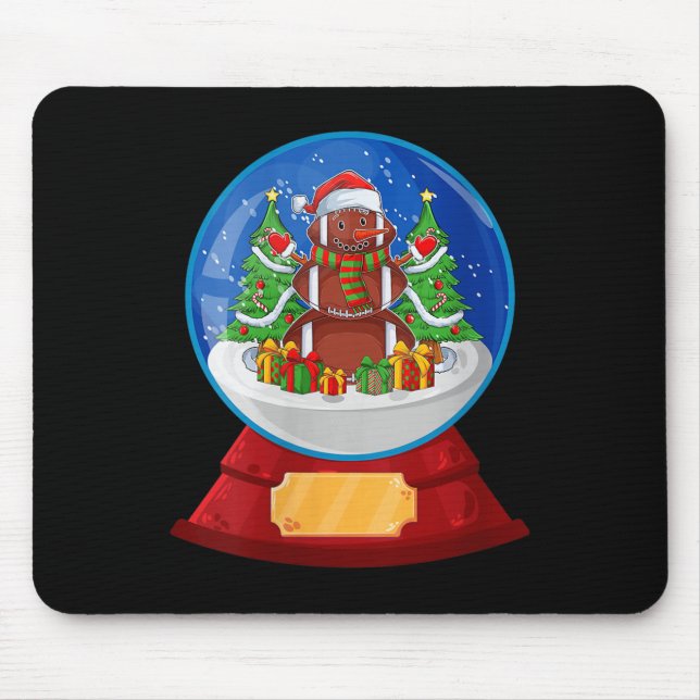 Womens Snowman Football Santa Hat Merry Christmas  Mouse Pad (Front)