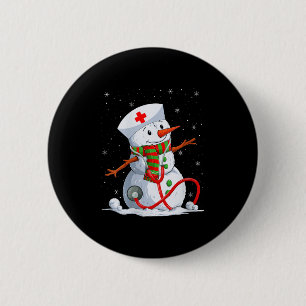 Womens Snowman Nurse Christmas Stethoscope Nursing 2 Inch Round Button