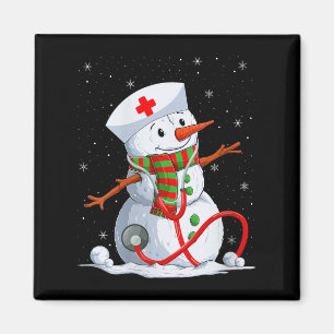 Womens Snowman Nurse Christmas Stethoscope Nursing Magnet