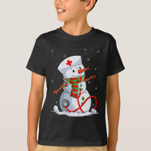Womens Snowman Nurse Christmas Stethoscope Nursing T-Shirt