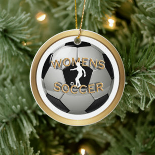 Women's Soccer Ball Sports Ceramic Ornament