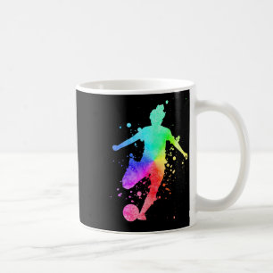 Womens Soccer Player Female Athlete Rainbow Colour Coffee Mug