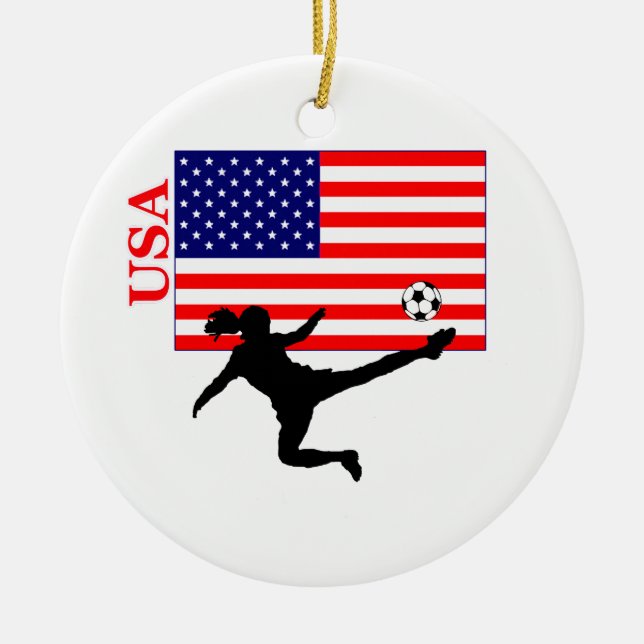 Women's Soccer USA Ceramic Ornament (Front)